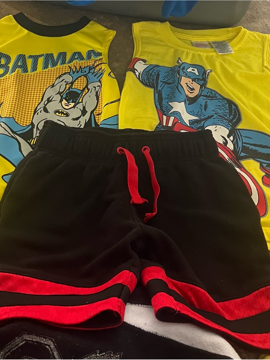 Kids Black Athletic Shorts With Red Trim - Boys Active Bottoms